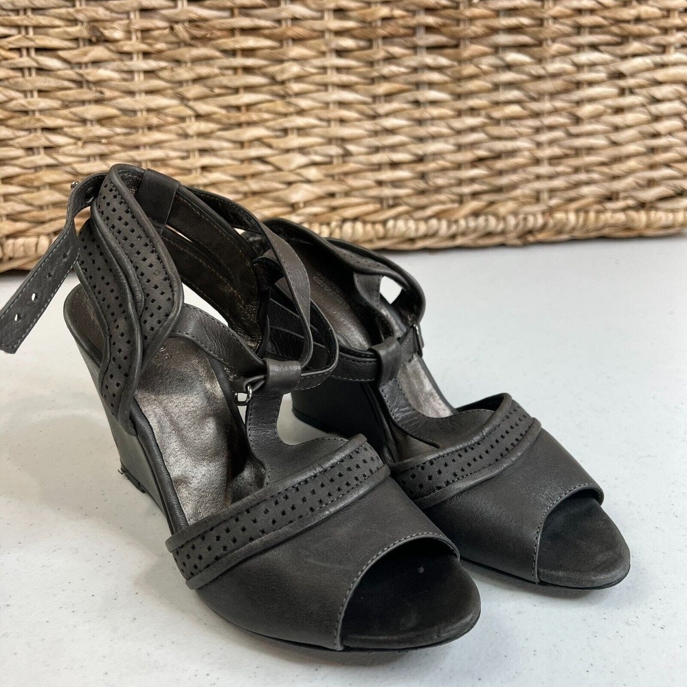 Comptoir Des Cotonniers Women's Wedge Heel Sandal Leather Upper Gray Size 36